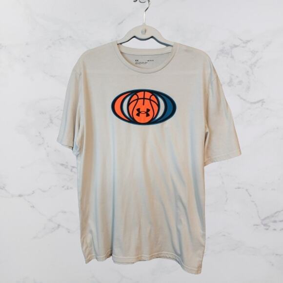 Under Armour Basketball T-Shirt Men's Large Loose Beige - Picture 1 of 4